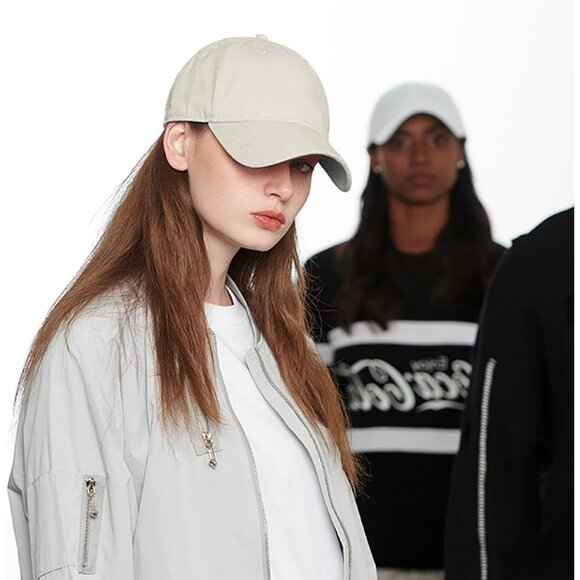 Women's Beige Fashion Baseball Cap Adjustable Strap Back Visor Sports Hat - Picture 6 of 7